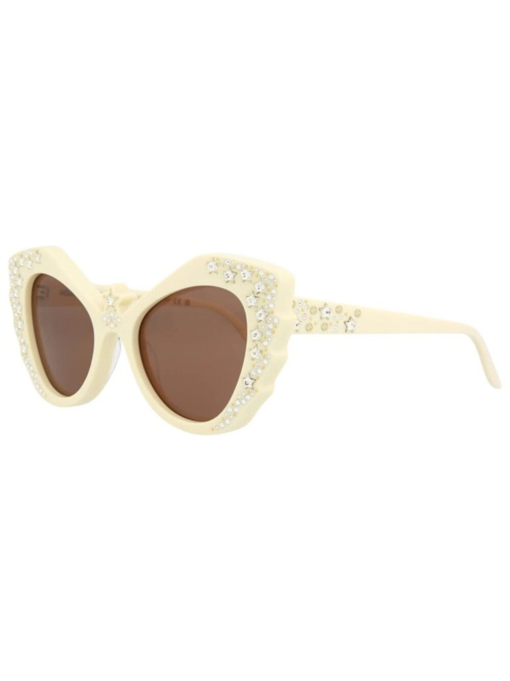 New Gucci Women's Sunglasses Cat Eye Acetate Frame Ivory Ivory Brown